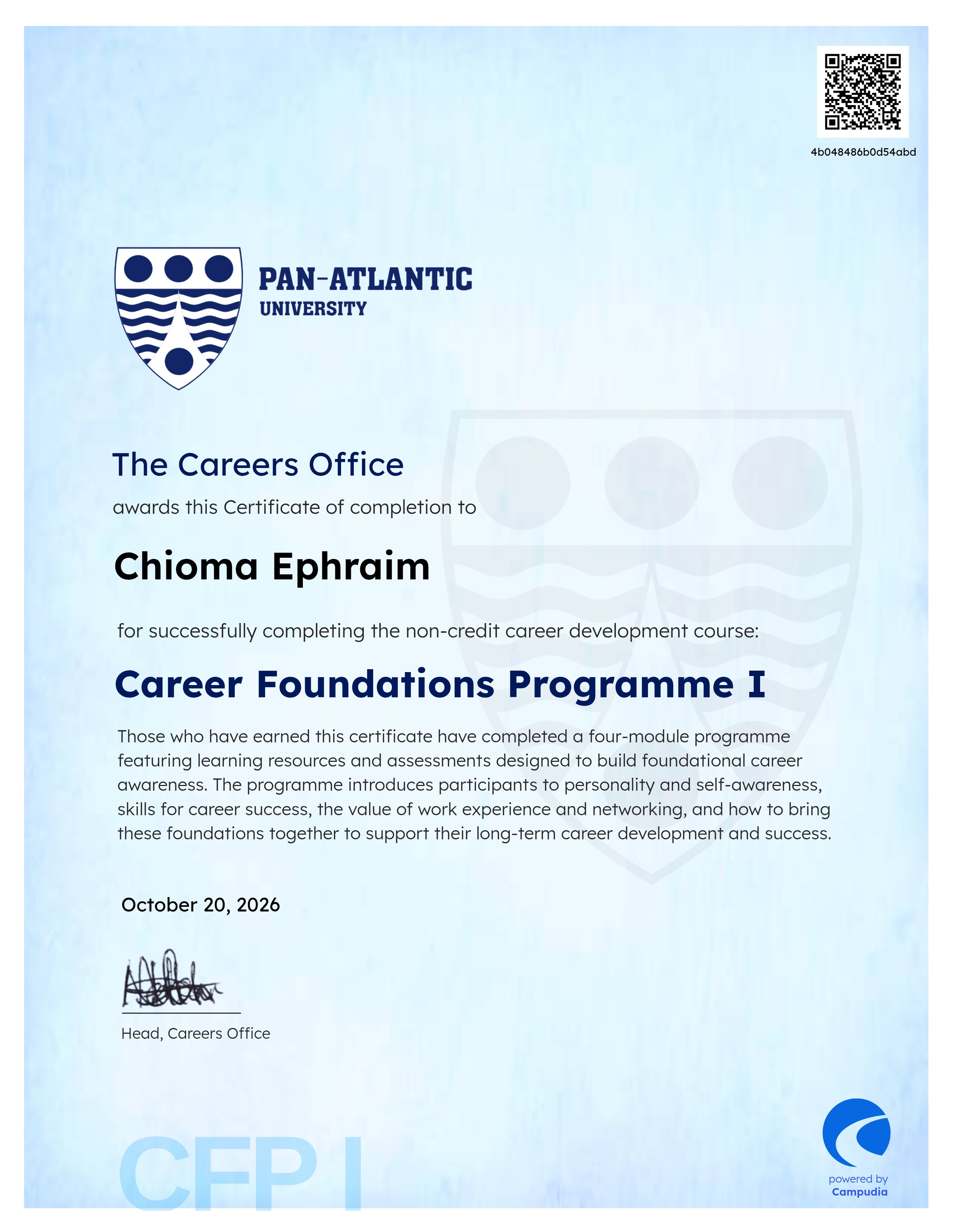 Career Foundations Programme (CFP) I