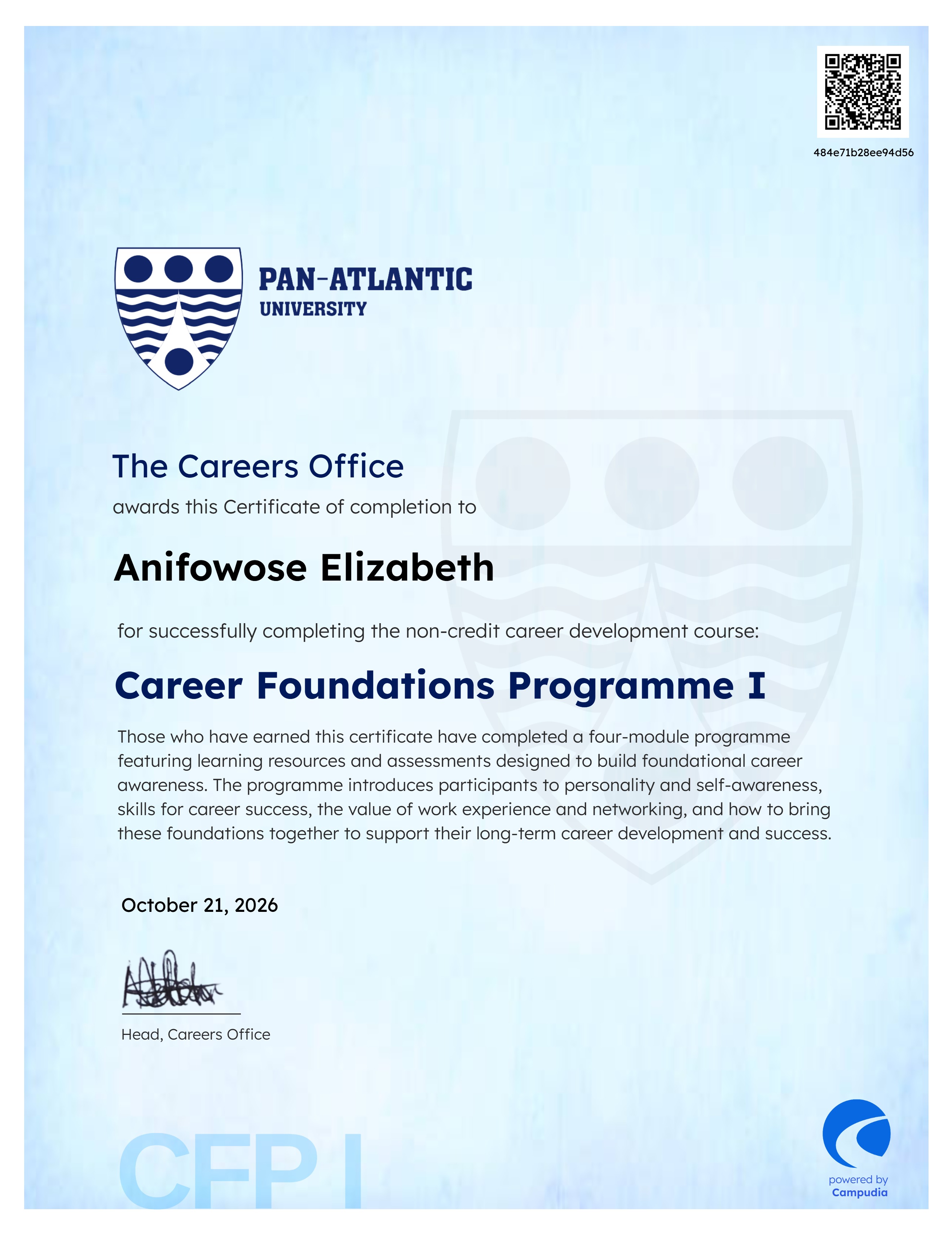 Career Foundations Programme (CFP) I