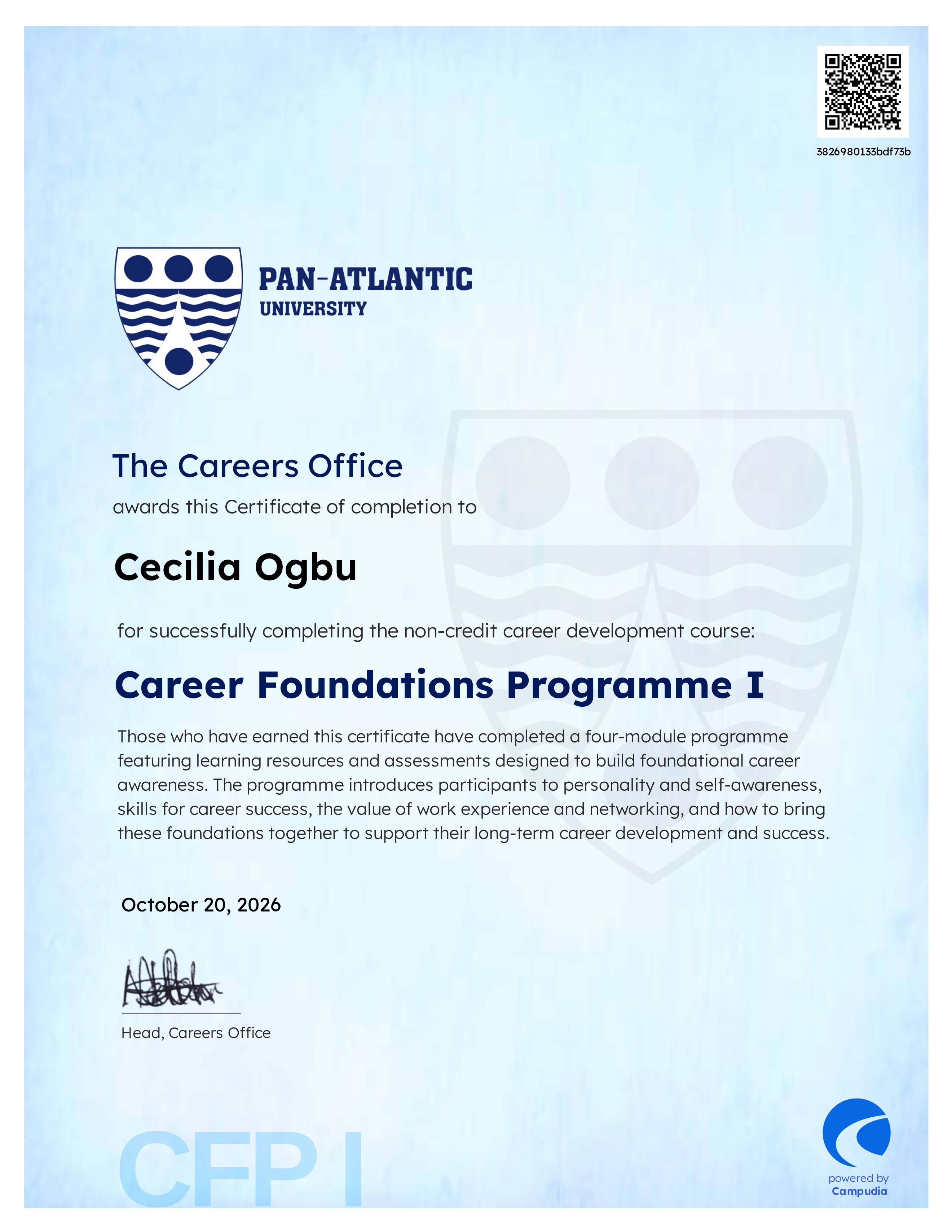 Career Foundations Programme (CFP) I